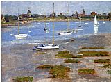 Theodore Robinson Canvas Paintings - Low Tide The Riverside Yacht Club